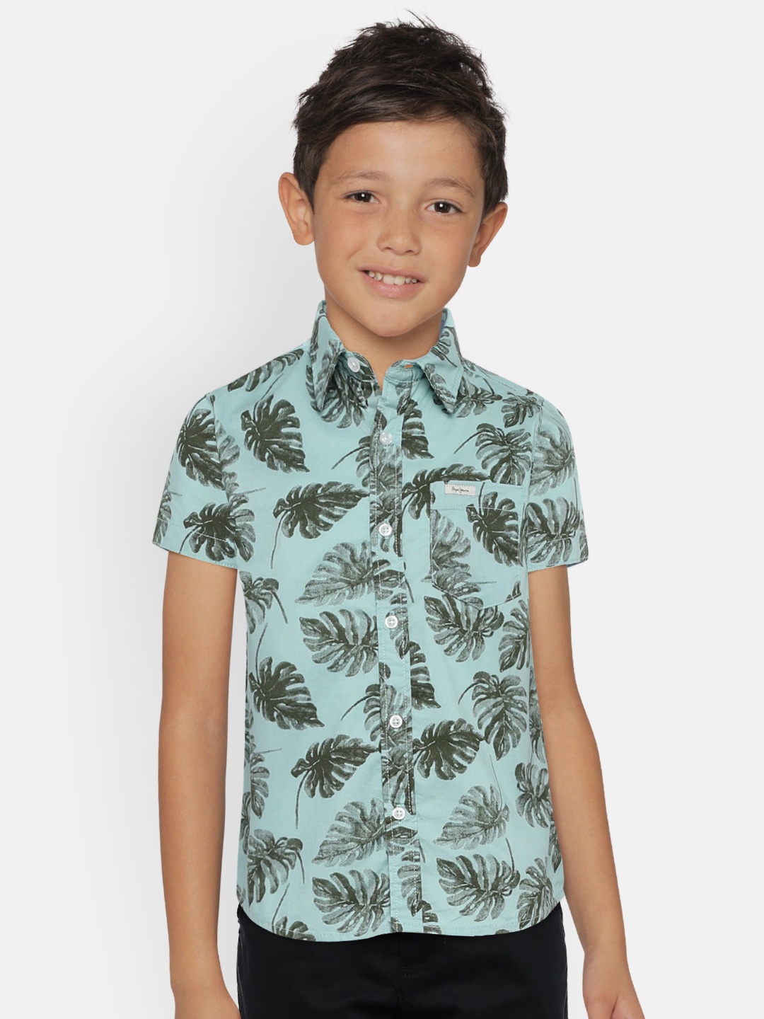 

Pepe Jeans Boys Teal-Green Regular Fit Printed Casual Shirt