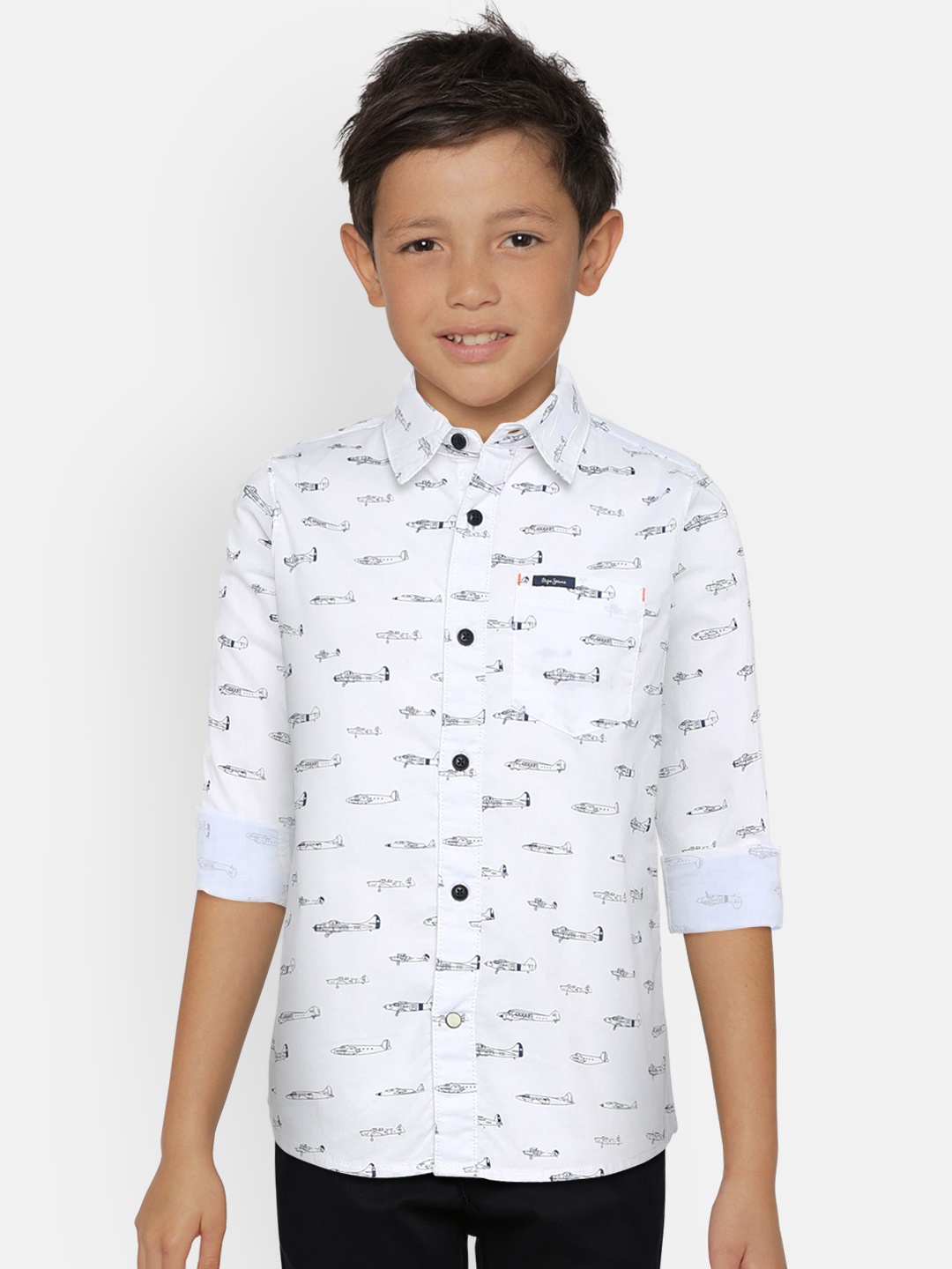

Pepe Jeans Boys White Regular Fit Printed Casual Shirt