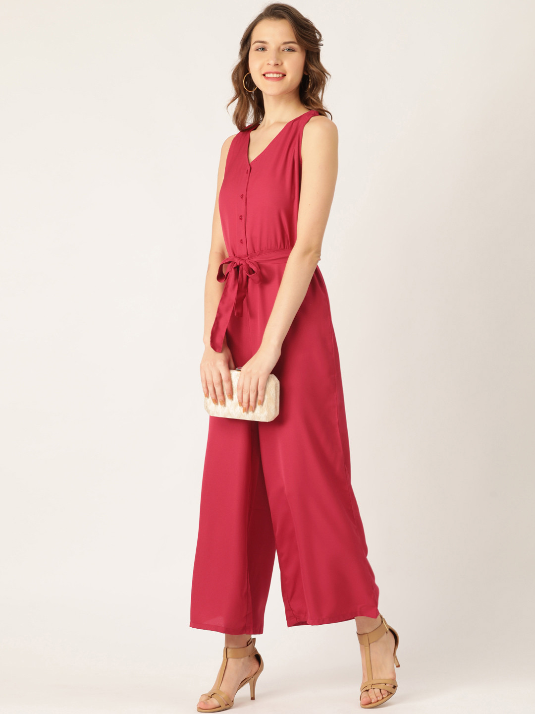 

DressBerry Women Pink Solid Basic Jumpsuit