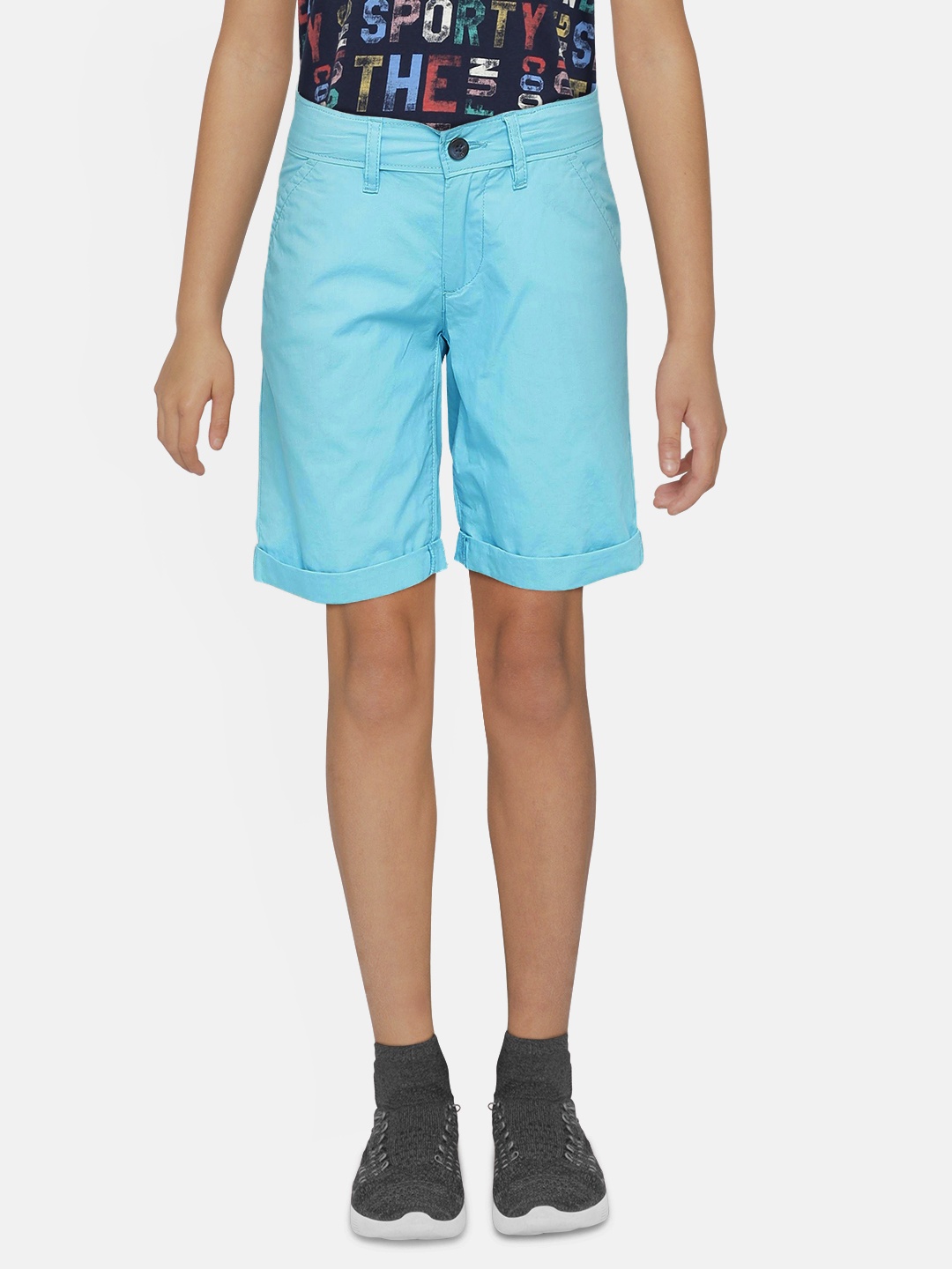 

Pepe Jeans Boys Blue Solid Regular Fit Chino Shorts