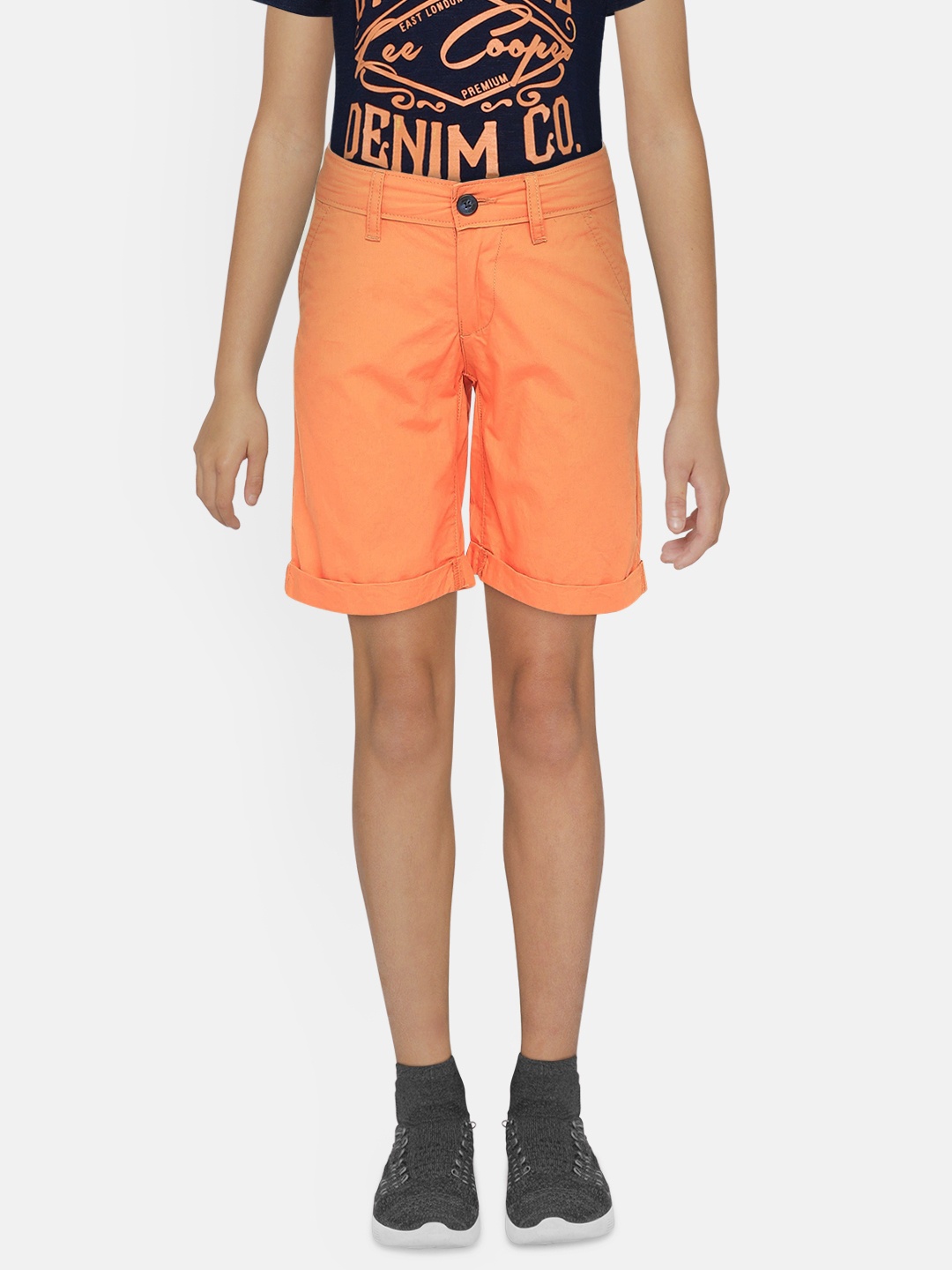 

Pepe Jeans Boys Orange Solid Regular Fit Chino Shorts