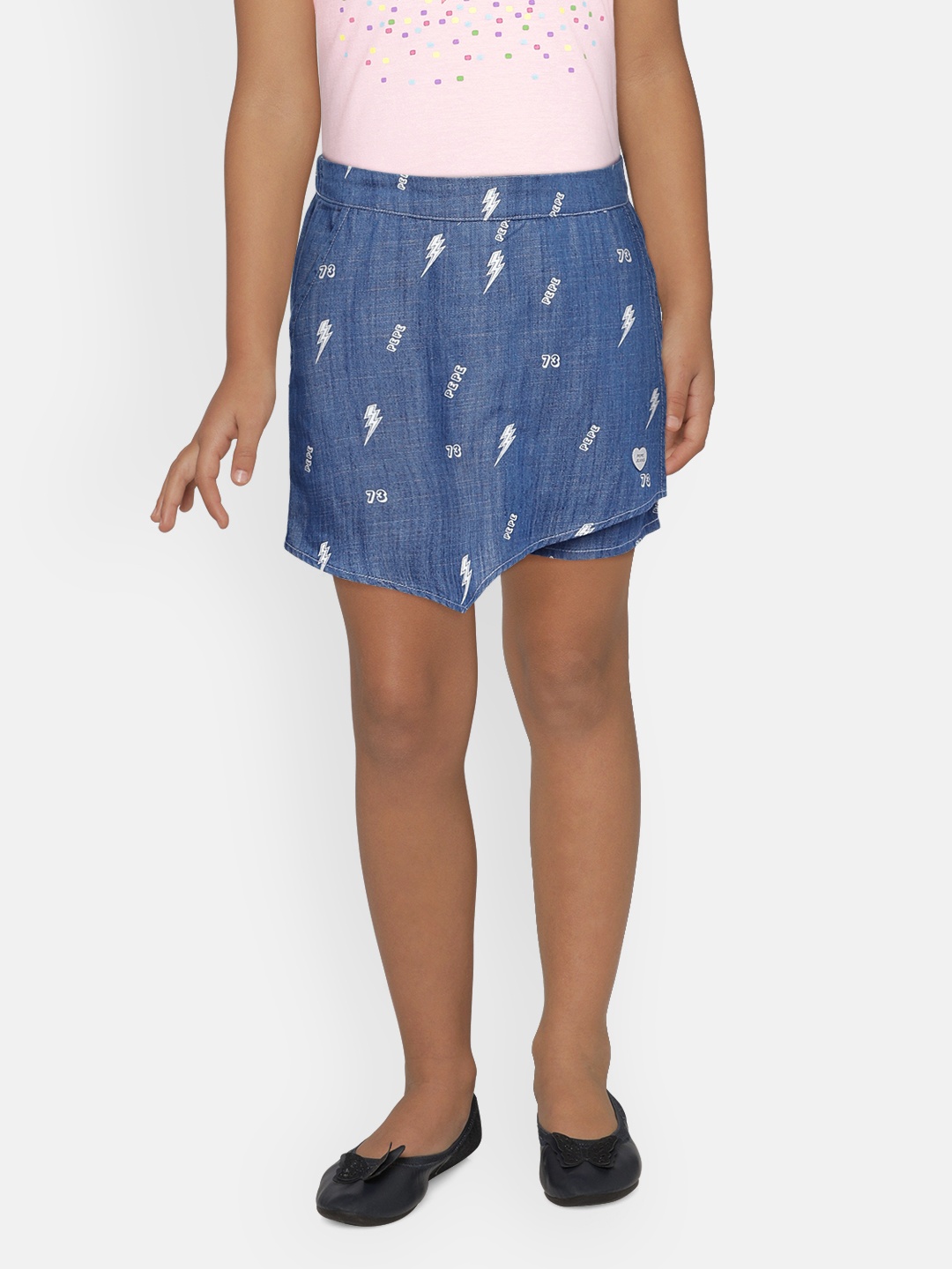 

Pepe Jeans Girls Blue Printed Skorts