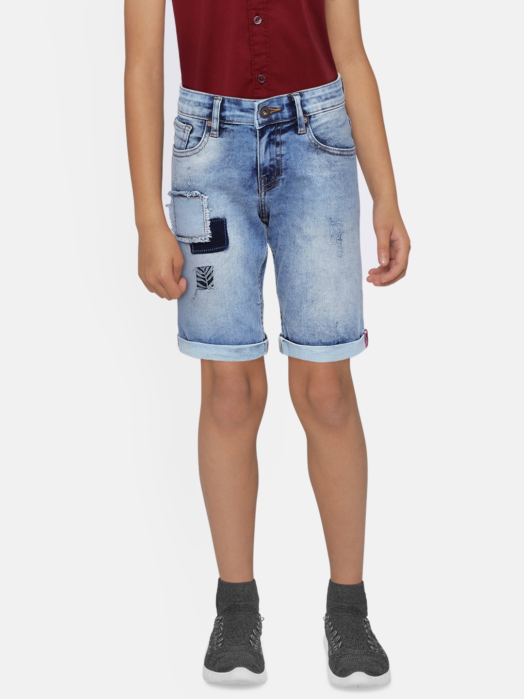 

Pepe Jeans Boys Blue Solid Regular Fit Denim Shorts
