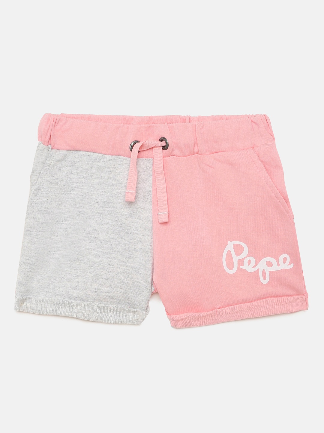 

Pepe Jeans Girls Pink & Grey Melange PATSY IP Colourblocked Regular Fit Regular Shorts