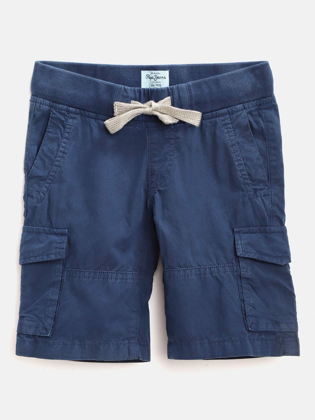 

Pepe Jeans Boys Navy Blue Solid Regular Fit Cargo Shorts