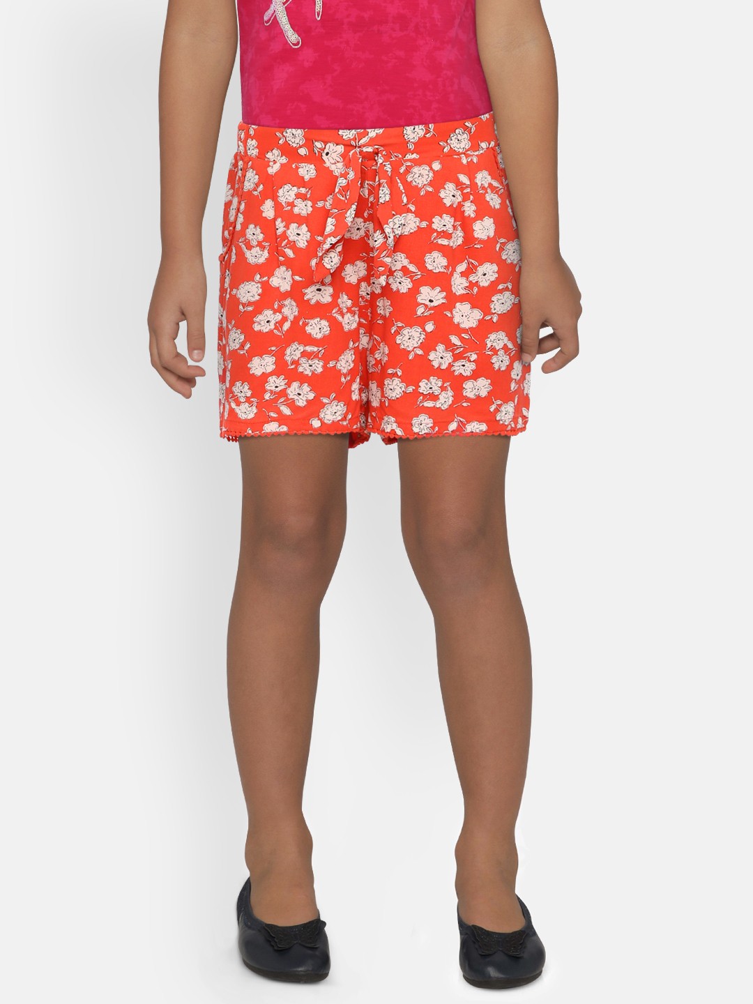 

Pepe Jeans Girls Red Printed Regular Fit Shorts