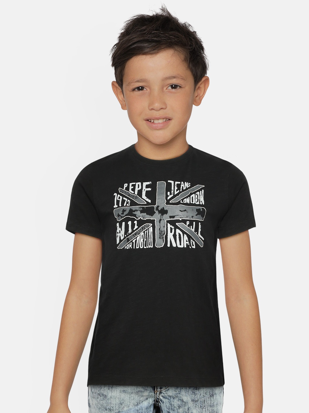 

Pepe Jeans Boys Black Printed Round Neck T-shirt