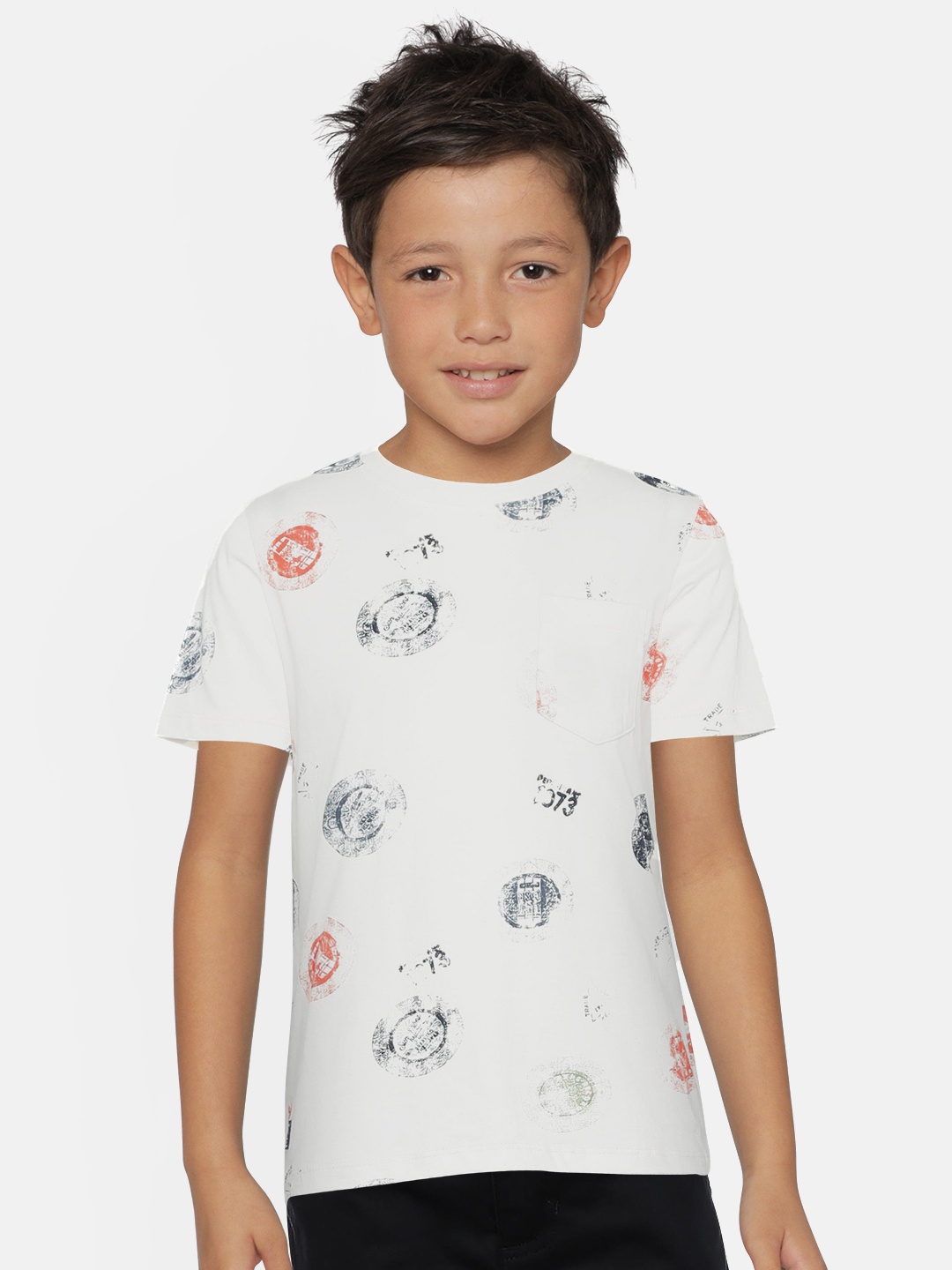 

Pepe Jeans Boys Off-White Printed Round Neck T-shirt