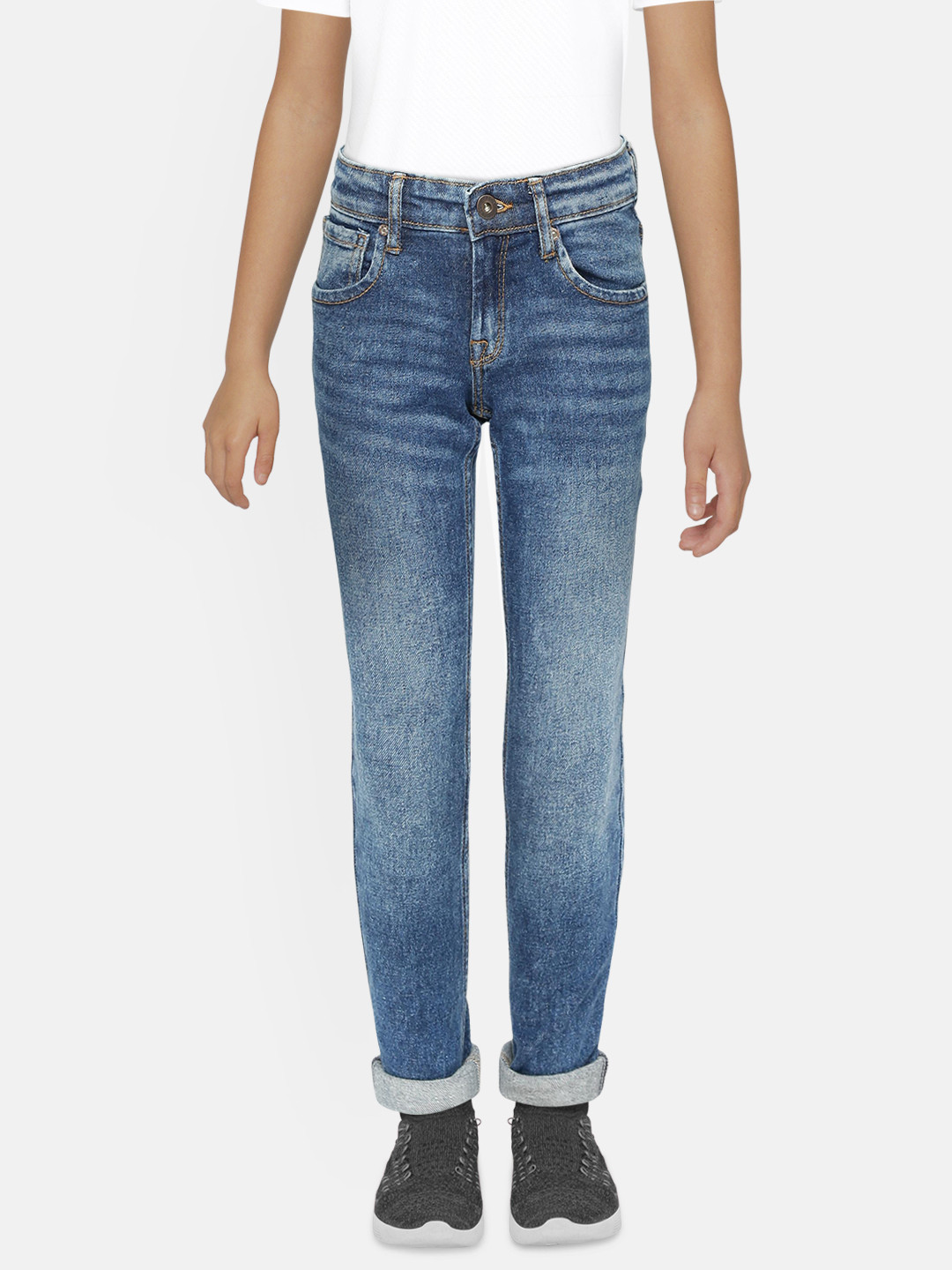 

Pepe Jeans Boys Blue Slim Fit Mid-Rise Clean Look Jeans