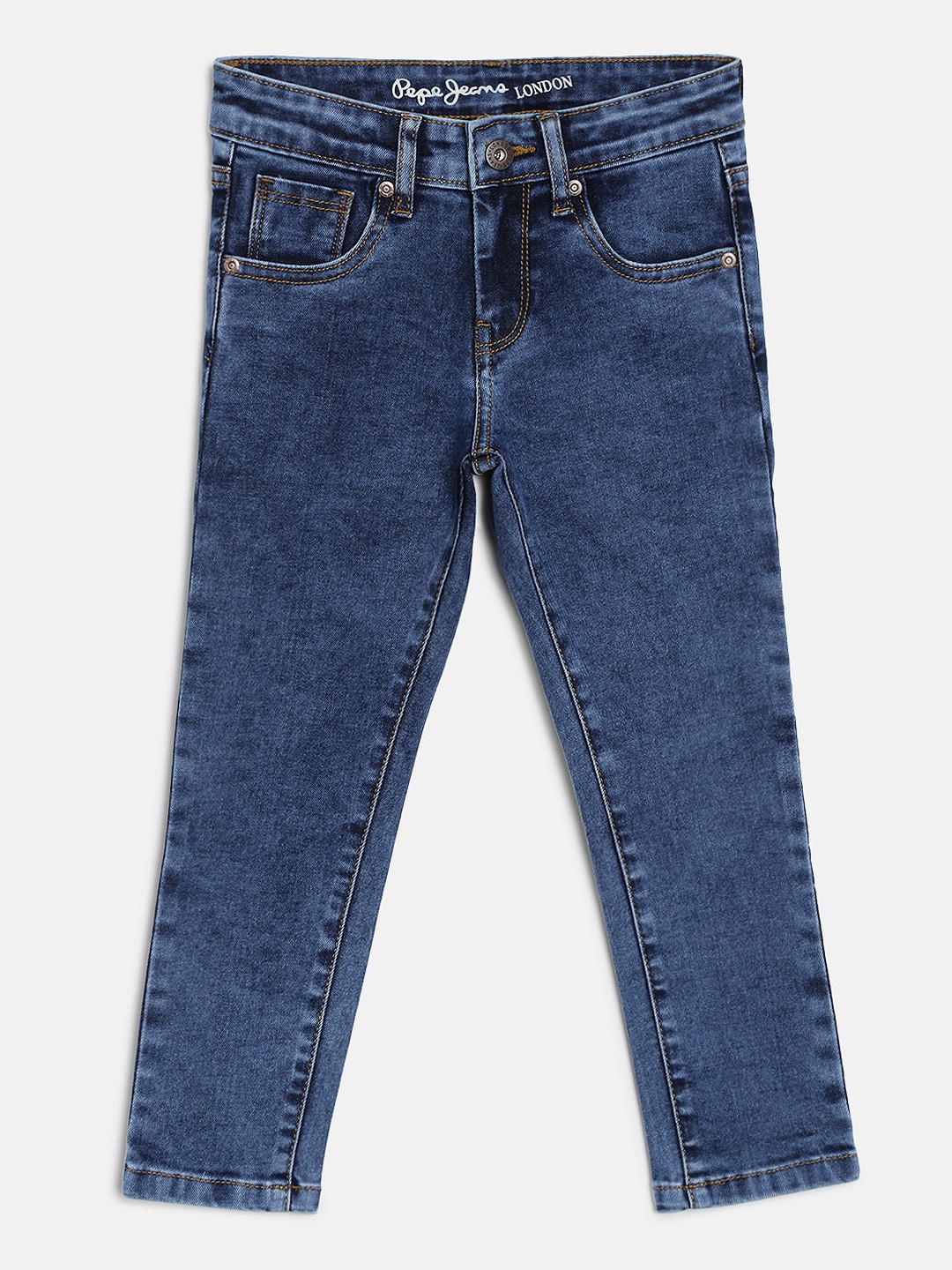 

Pepe Jeans Girls Blue Tapered Fit Mid-Rise Clean Look Jeans