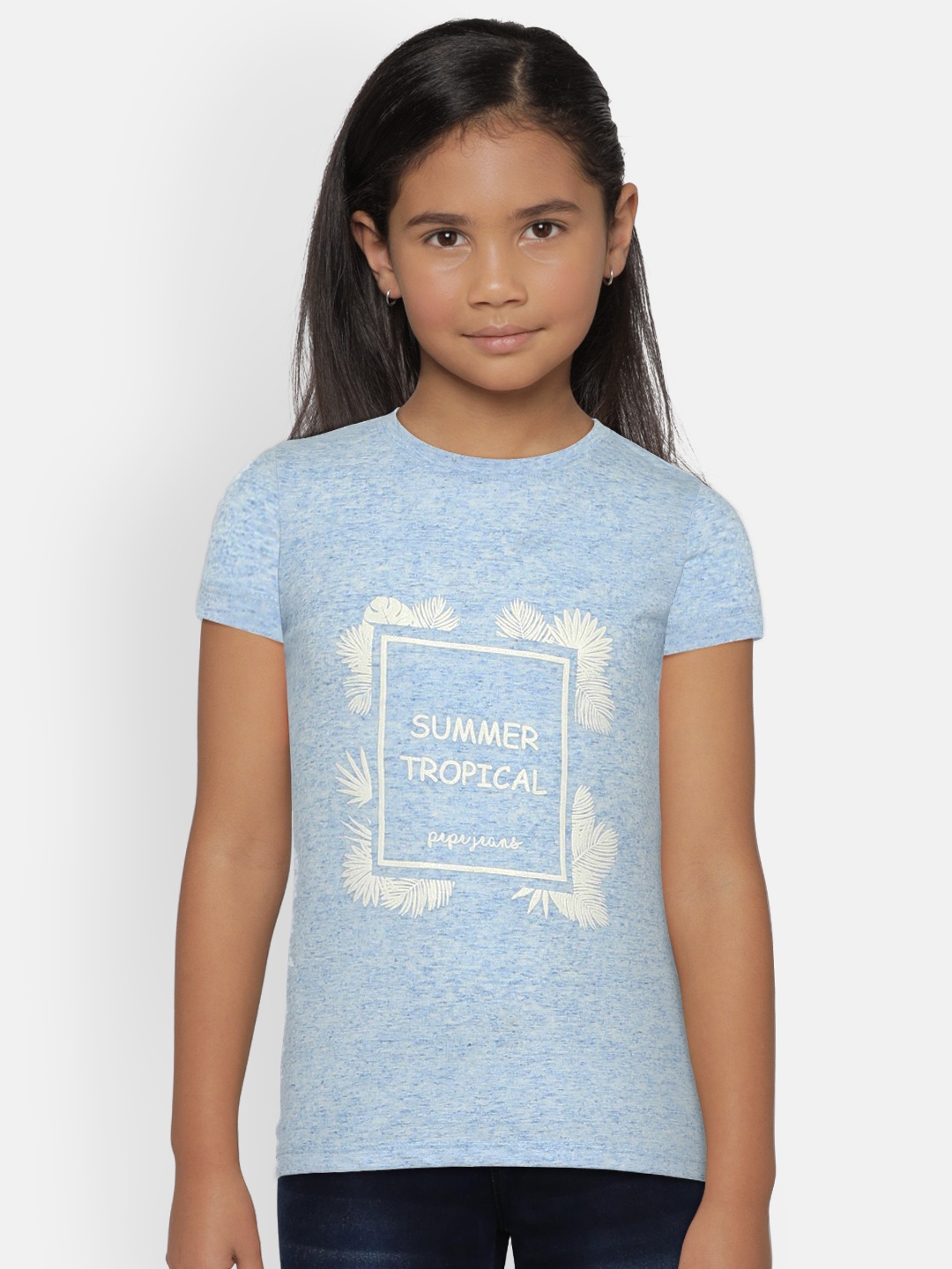 

Pepe Jeans Girls Blue Printed Round Neck T-shirt