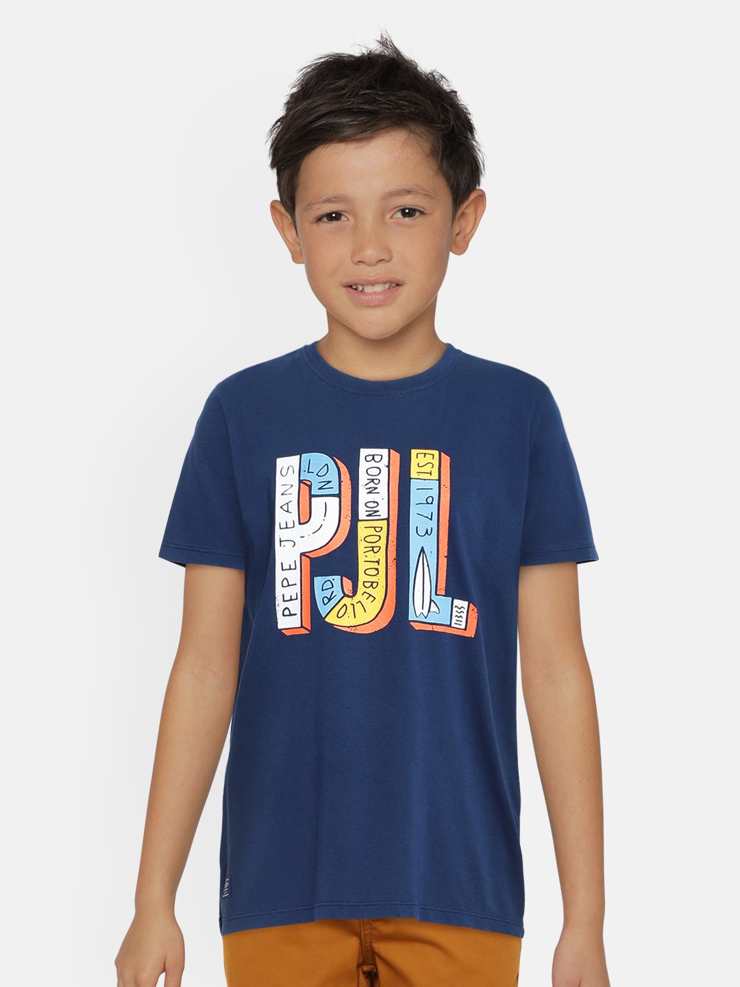 

Pepe Jeans Boys Navy Blue Printed Round Neck T-shirt