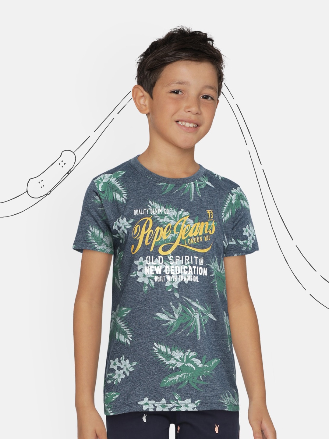 

Pepe Jeans Boys Navy Blue Printed Round Neck T-shirt