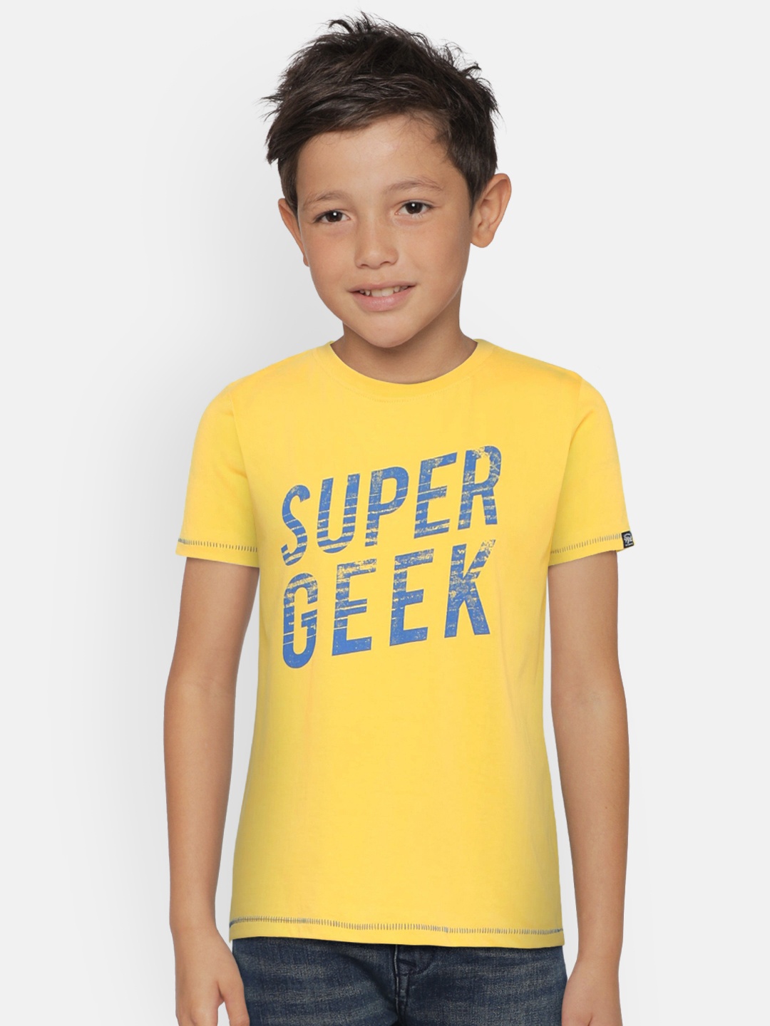 

Pepe Jeans Boys Yellow Printed Round Neck Pure Cotton T-shirt