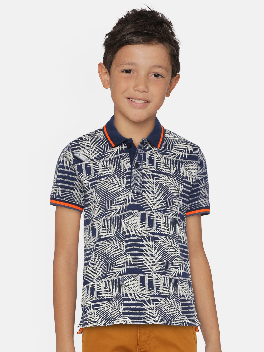 

Pepe Jeans Boys Navy Blue Printed Polo Collar T-shirt