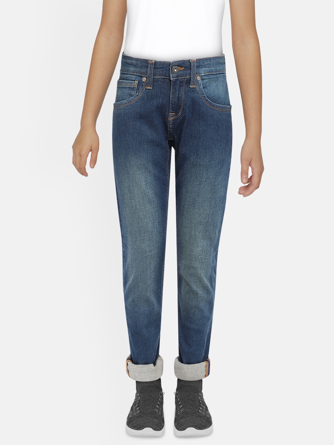 

Pepe Jeans Boys Navy Blue Slim Fit Mid-Rise Clean Look Stretchable Jeans