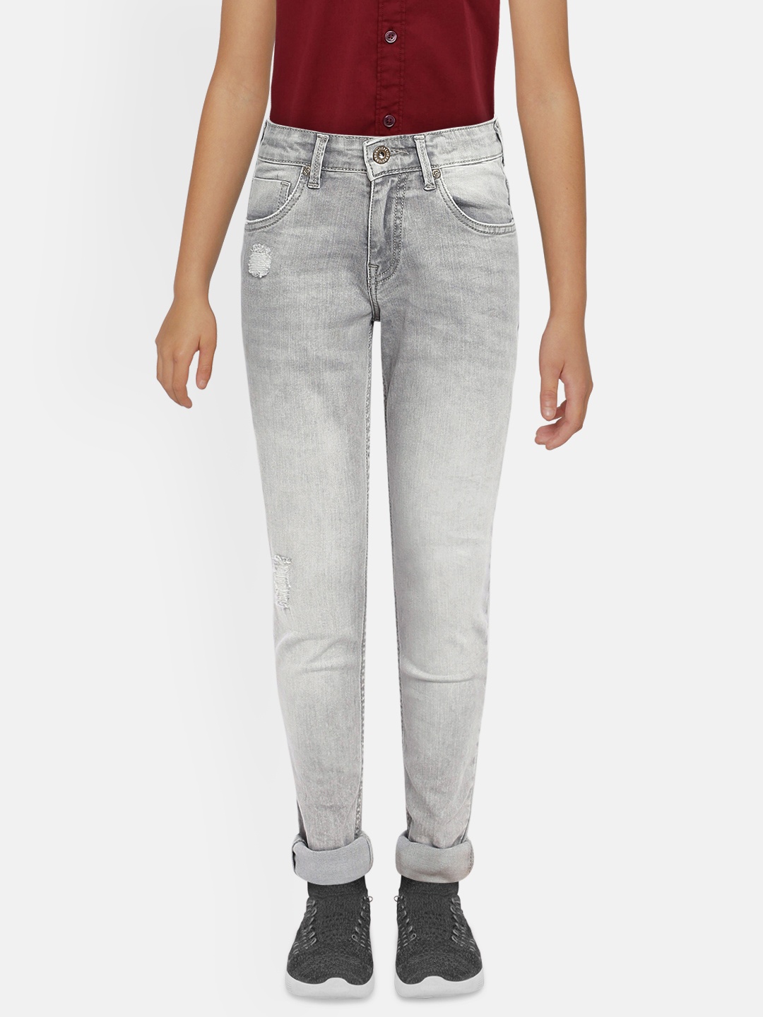 

Pepe Jeans Boys Grey Slim Fit Mid-Rise Low Distress Stretchable Jeans