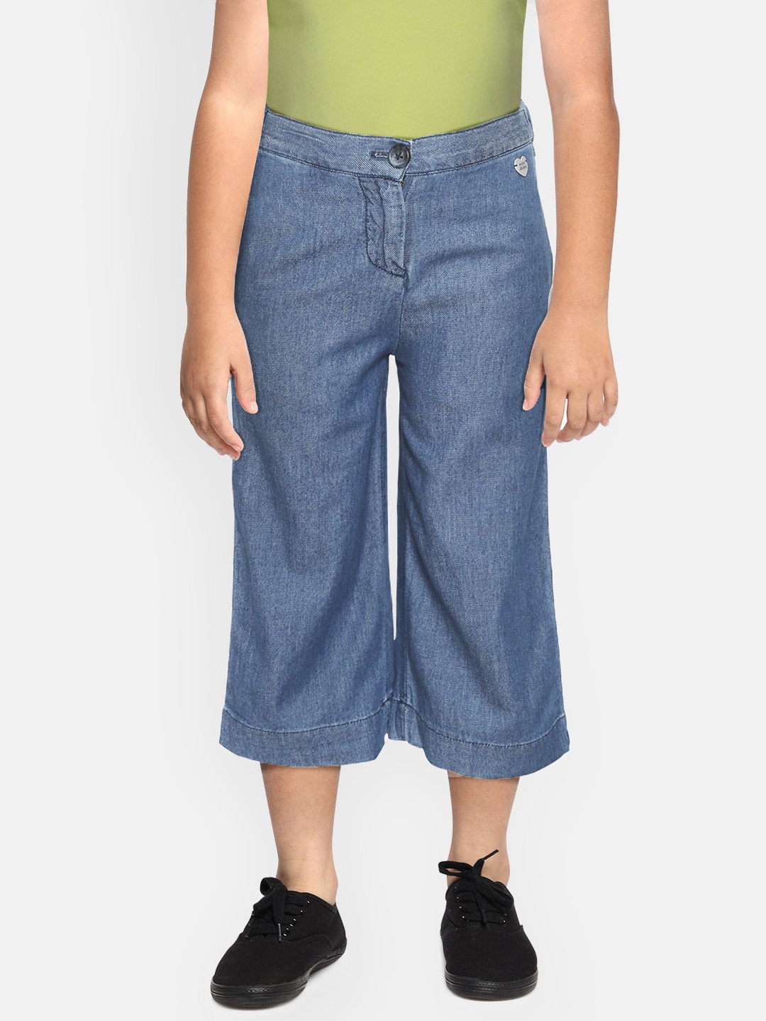 

Pepe Jeans Girls Blue Indigo Dyed Pure Cotton Chambray Parallel Trousers