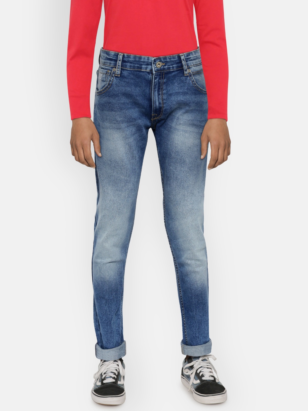 

Pepe Jeans Boys Blue Regular Fit Mid-Rise Clean Look Stretchable Jeans