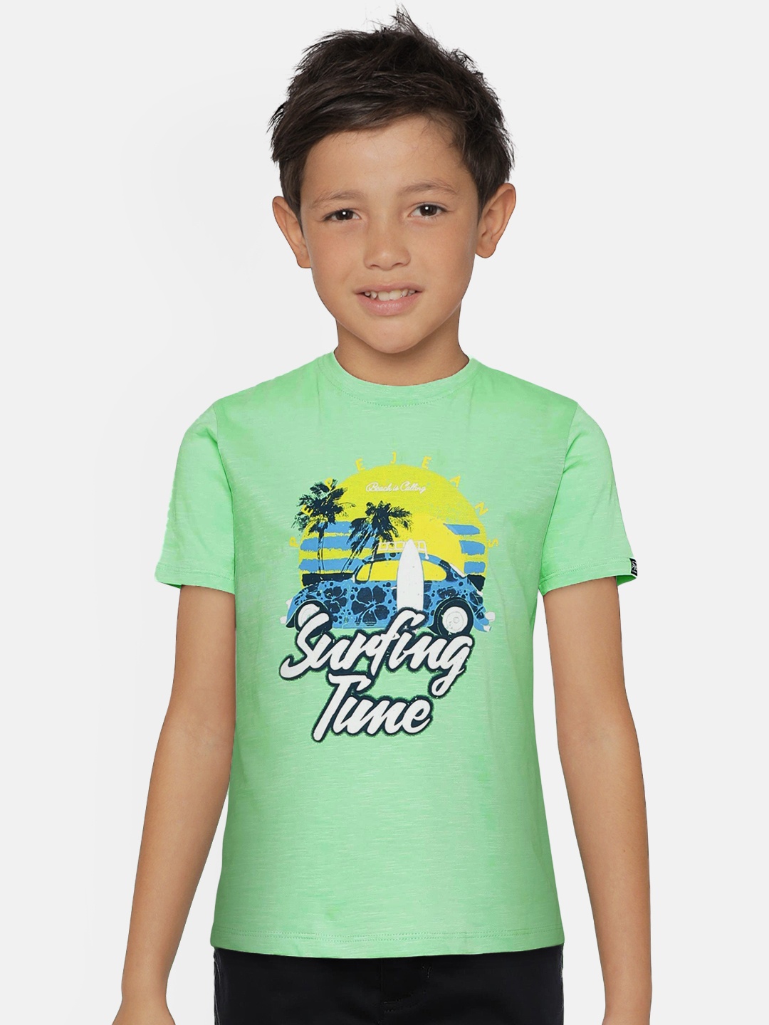 

Pepe Jeans Boys Green Printed Round Neck T-shirt