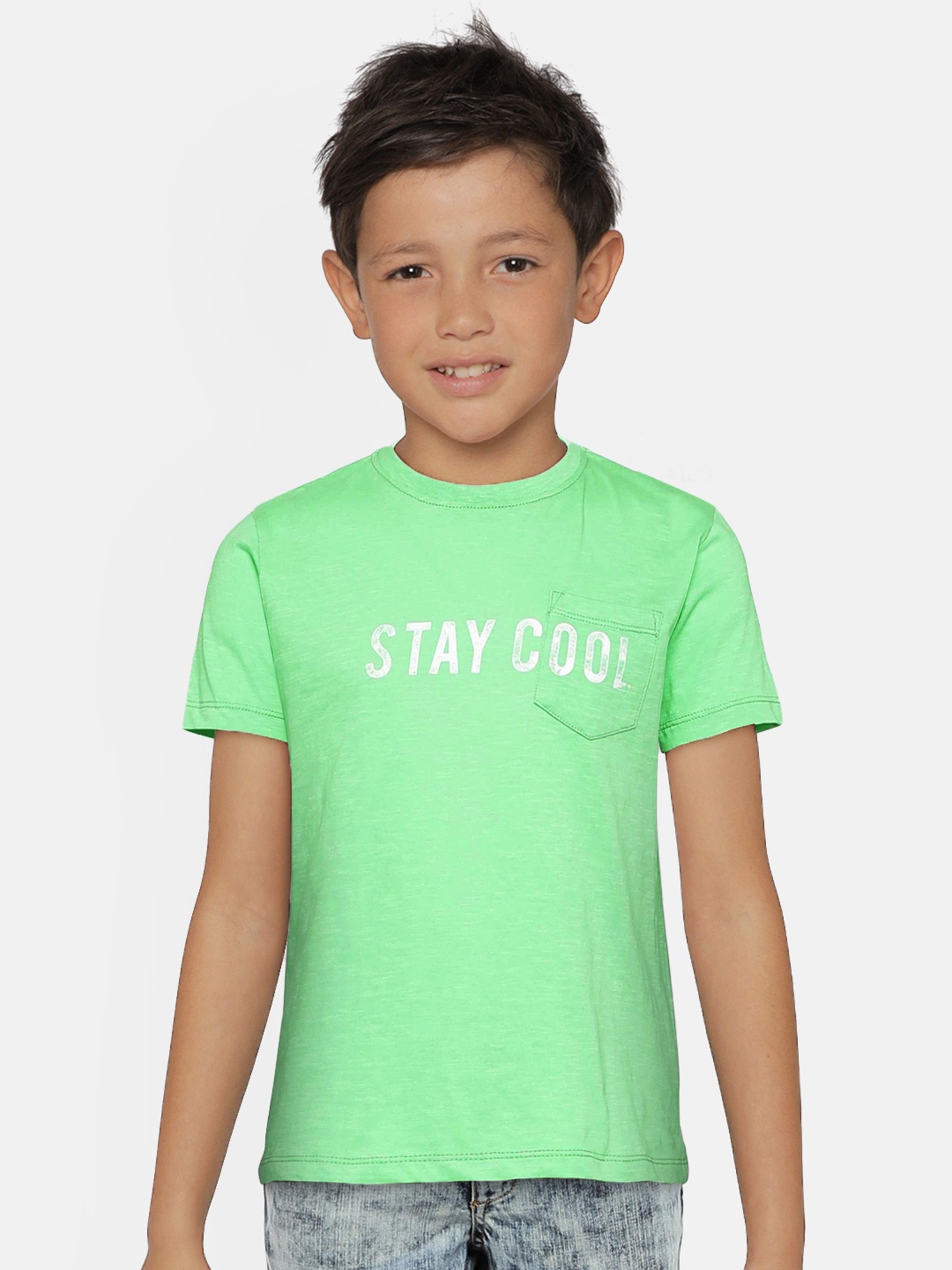 

Pepe Jeans Boys Green Printed Round Neck T-shirt