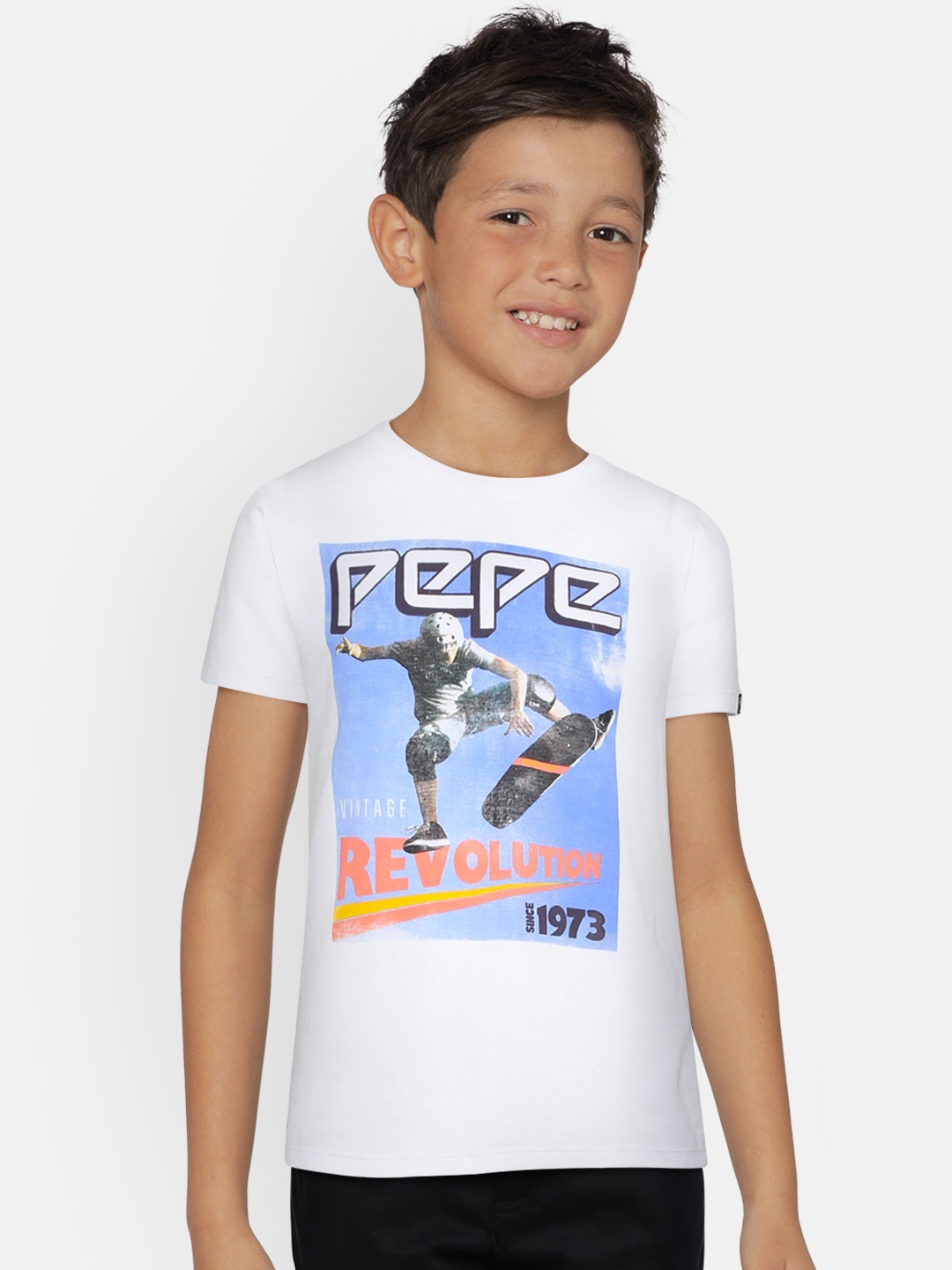 

Pepe Jeans Boys White Printed Round Neck T-shirt