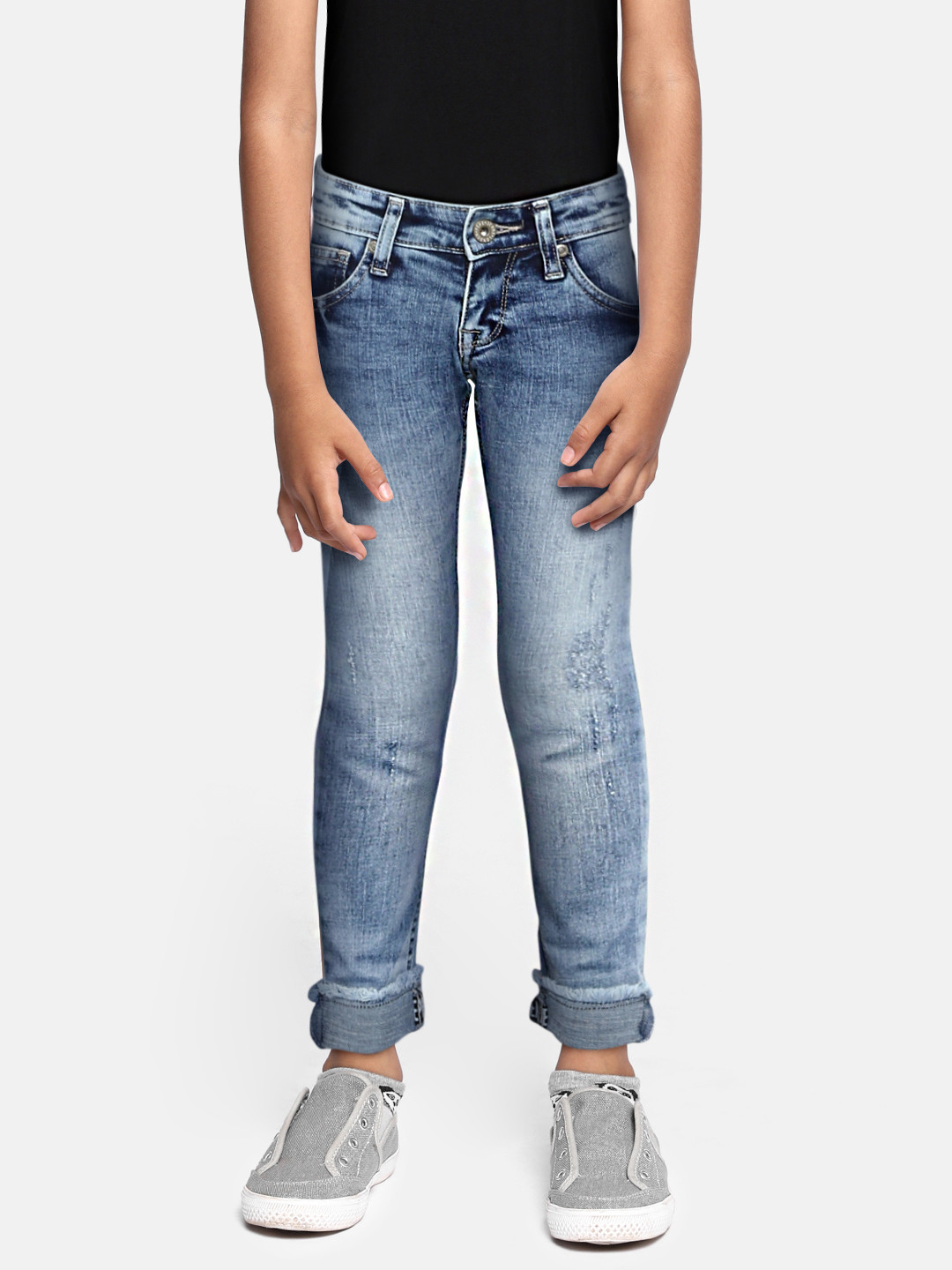 

Pepe Jeans Boys Blue Slim Fit Mid-Rise Mildly Distressed Jeans