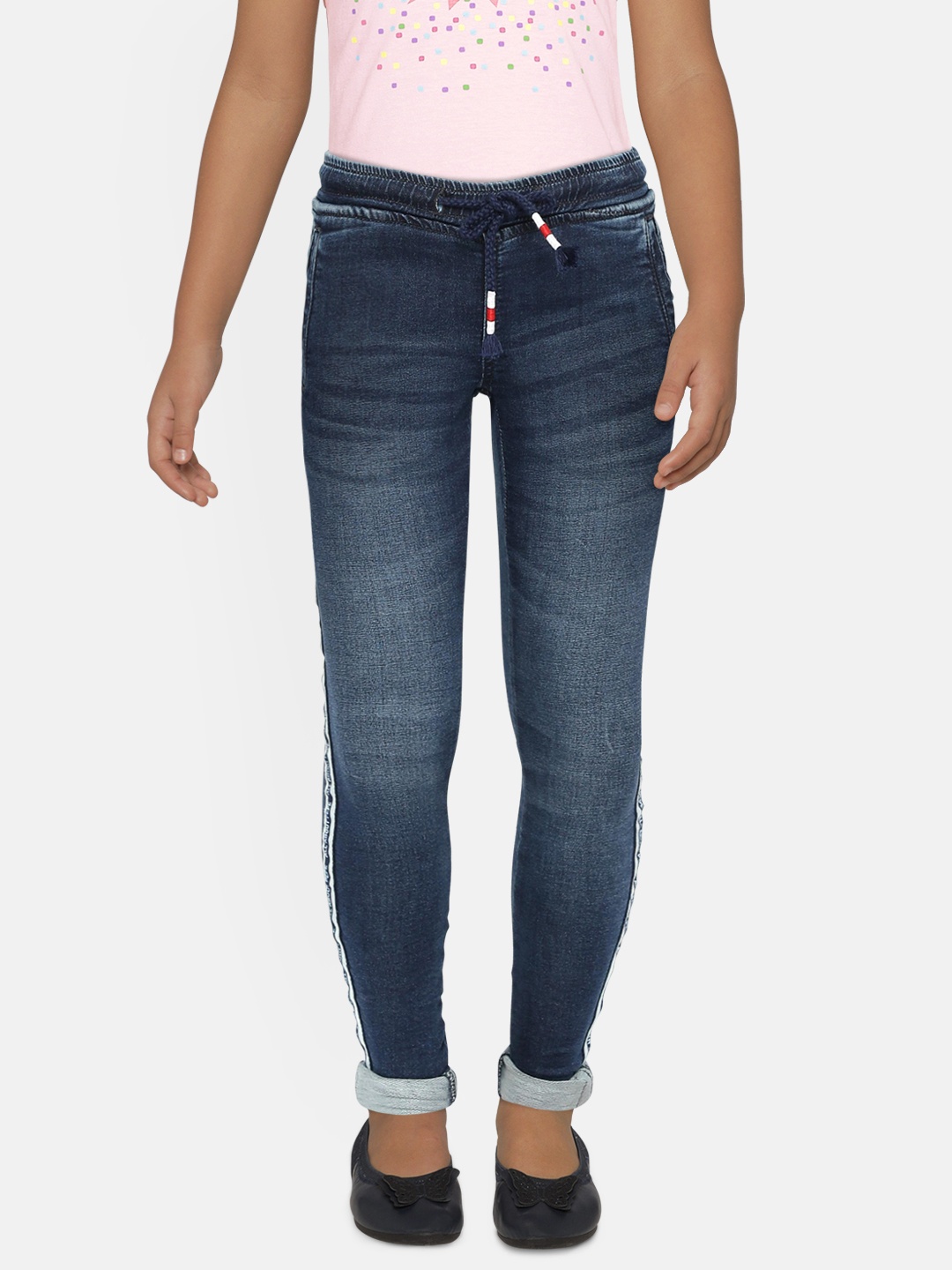 

Pepe Jeans Girls Blue Tapered Fit Mid-Rise Clean Look Jeans