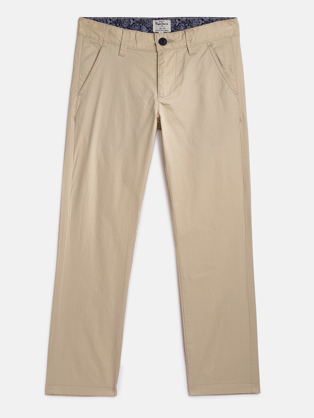 

Pepe Jeans Boys Beige Regular Fit Solid Chinos