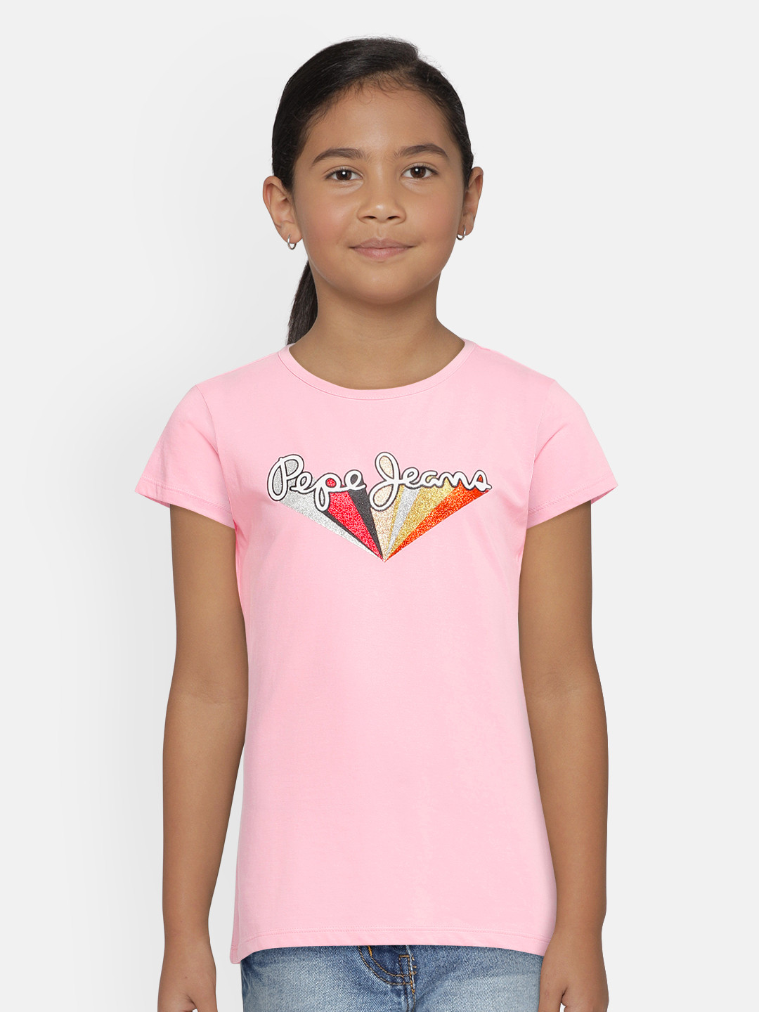 

Pepe Jeans Girls Pink Printed Round Neck T-shirt