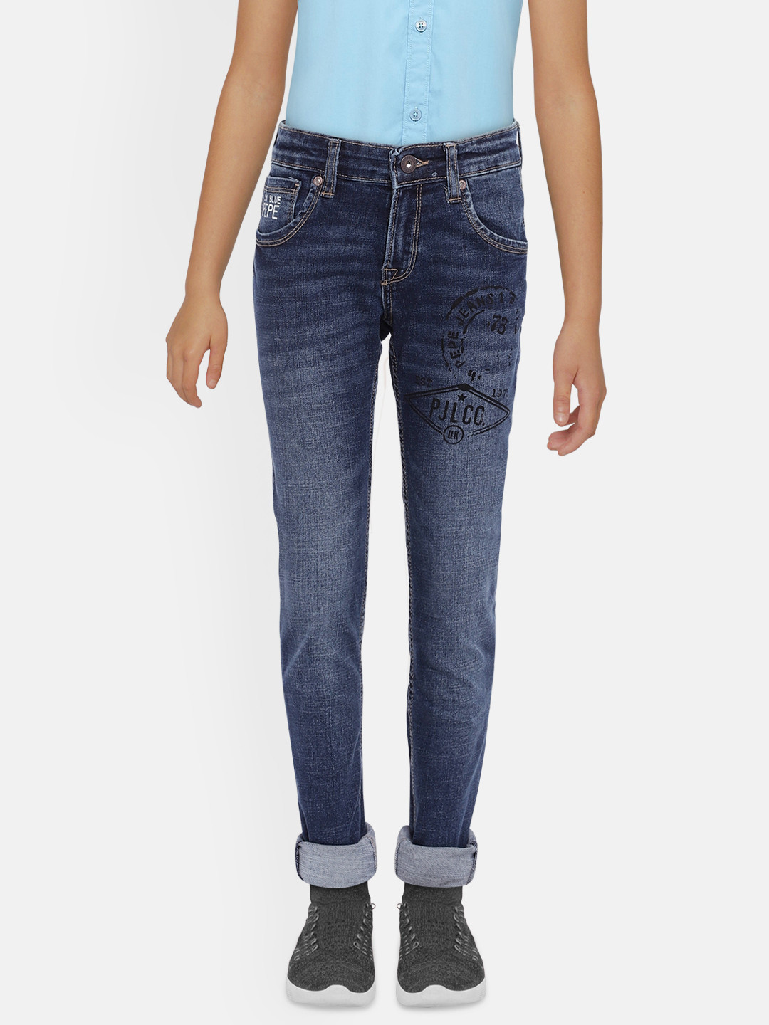 

Pepe Jeans Boys Navy Blue Slim Fit BADGER IP Clean Look Jeans