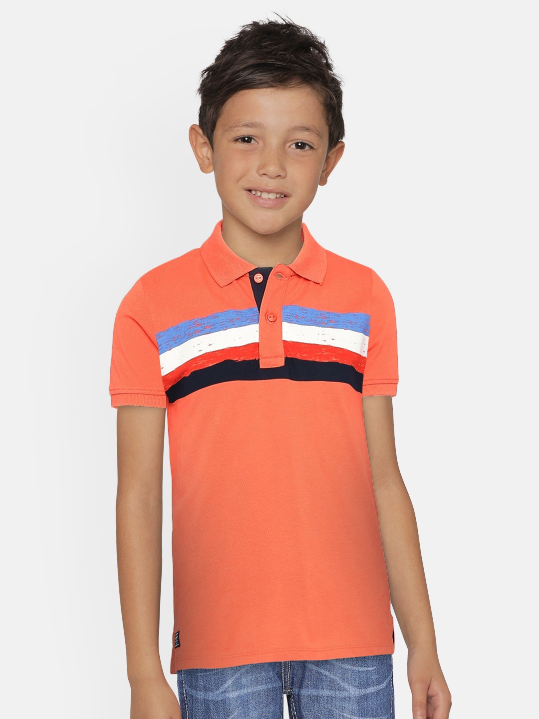 

Pepe Jeans Boys Peach Colourblocked Polo Collar T-shirt