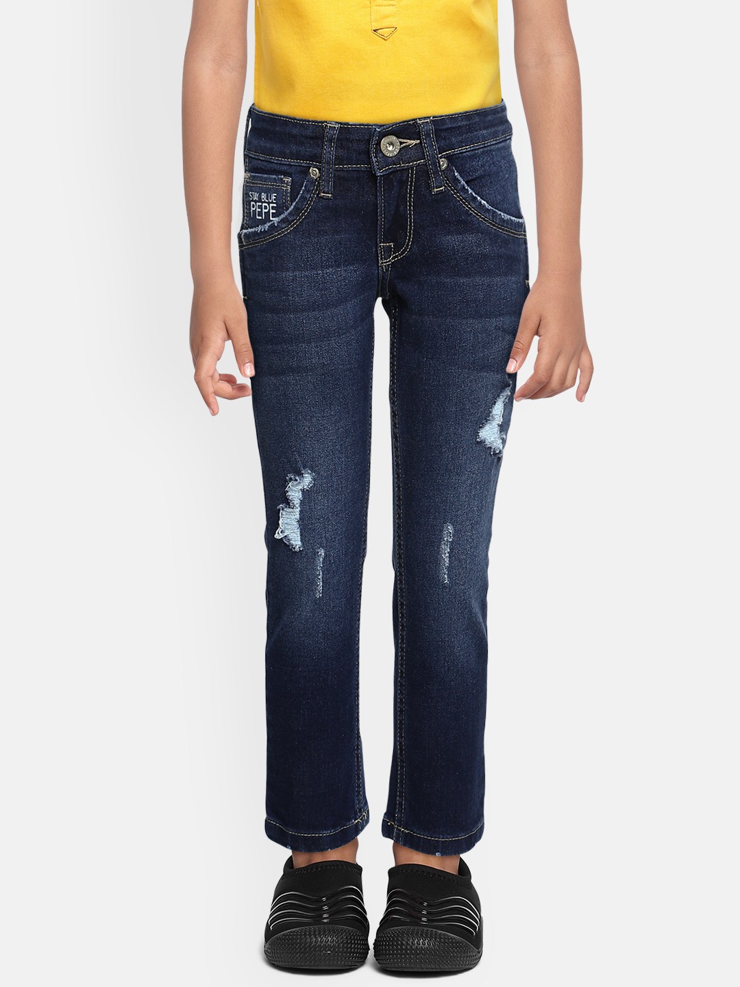 

Pepe Jeans Boys Blue Slim Fit Mid-Rise Mildly Distressed Jeans