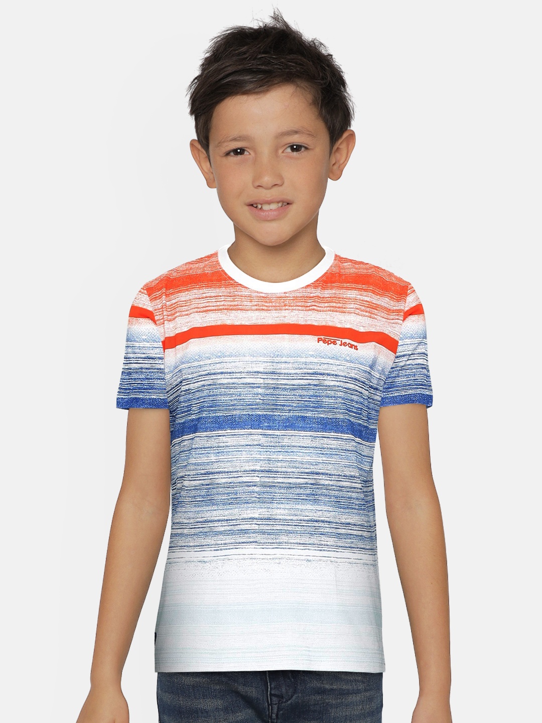 

Pepe Jeans Boys Orange & Blue Tie & Dye Round Neck T-shirt
