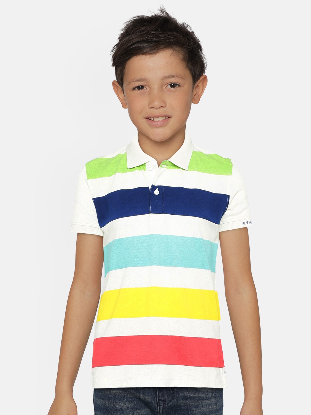 

Pepe Jeans Boys Multicoloured Colourblocked Polo Collar T-shirt, Multi