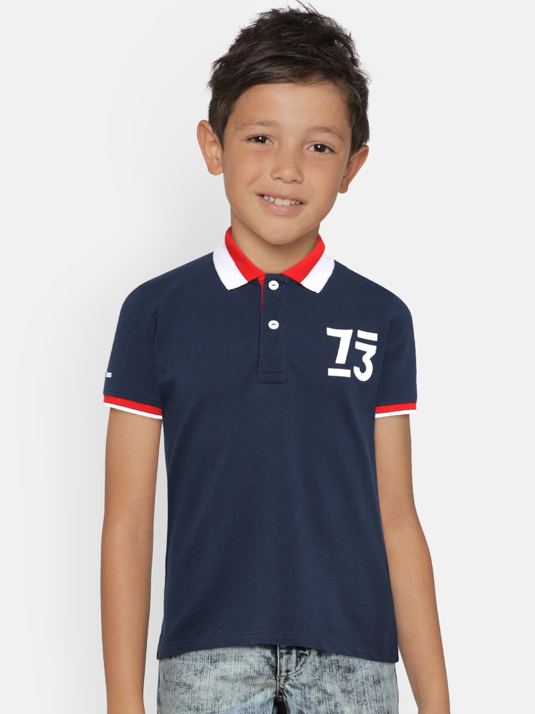 

Pepe Jeans Boys Blue Solid Polo Collar T-shirt