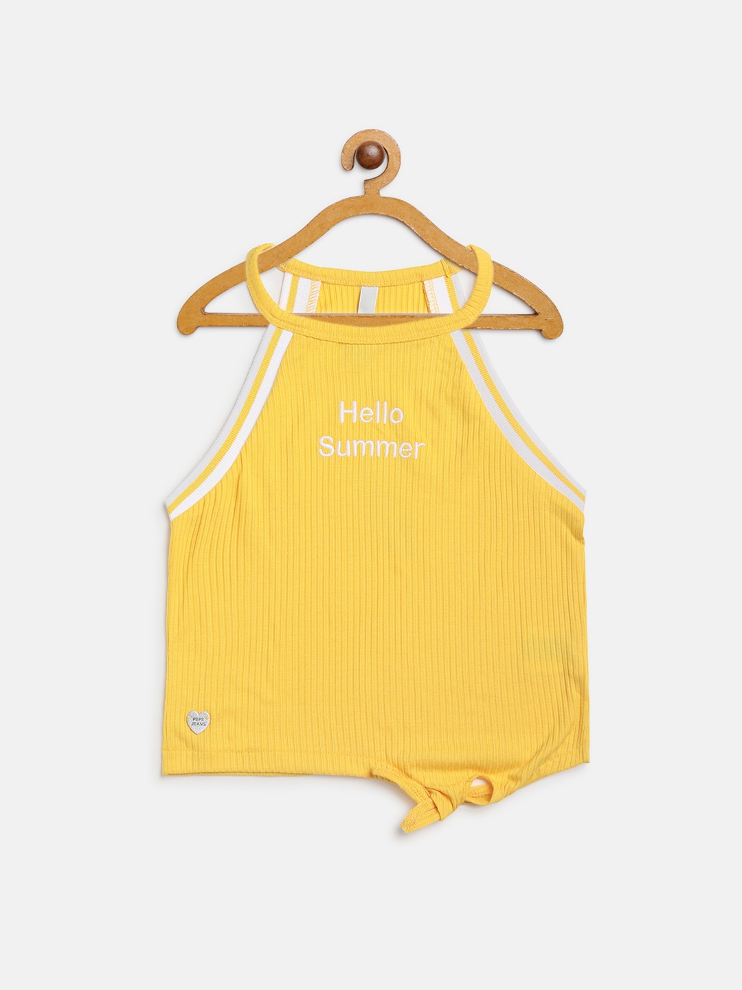 

Pepe Jeans Girls Yellow Printed Mandarin Collar T-shirt