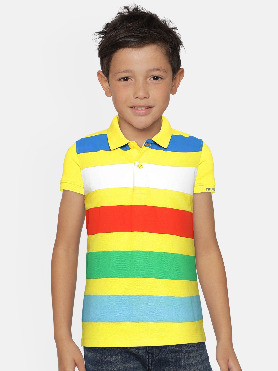 

Pepe Jeans Boys Yellow Colourblocked Polo Collar T-shirt