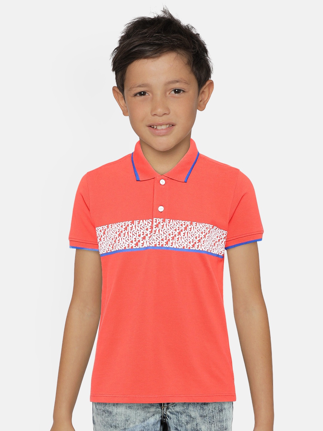 

Pepe Jeans Boys Coral Printed Polo Collar T-shirt