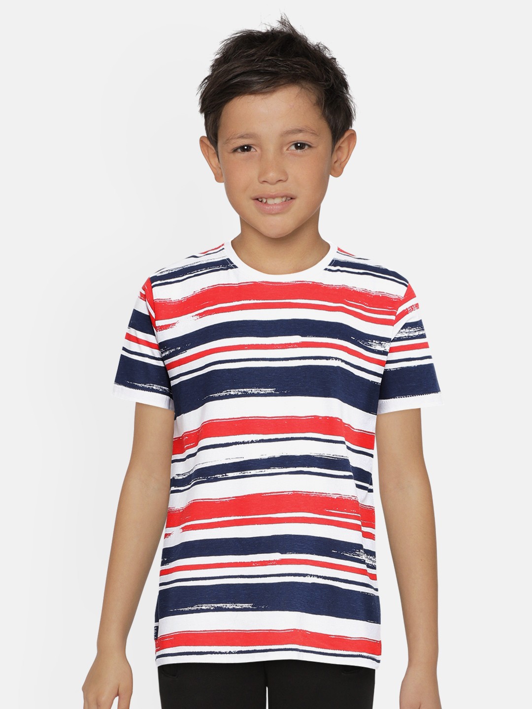

Pepe Jeans Boys White & Red Striped Round Neck T-shirt