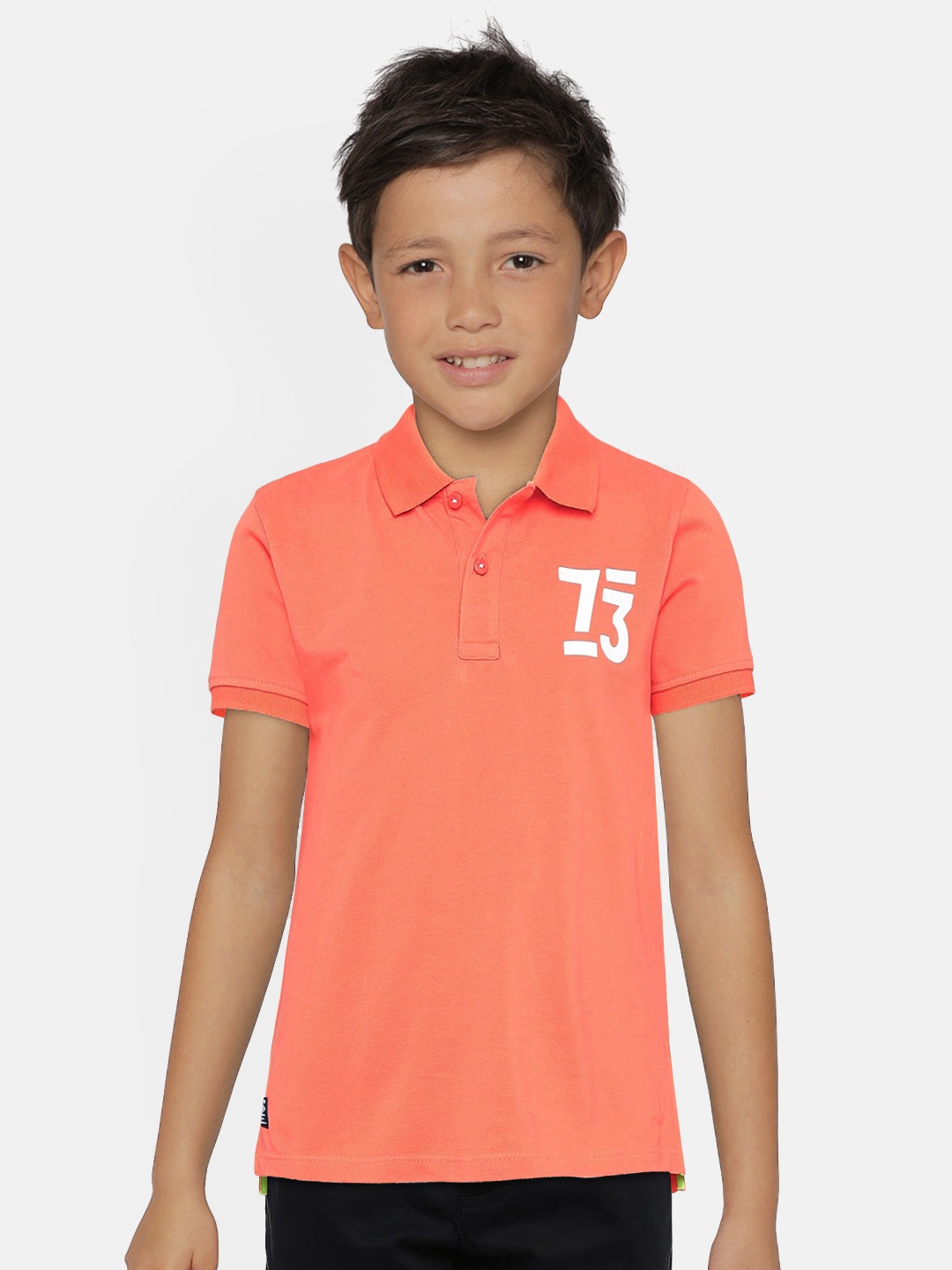 

Pepe Jeans Boys Peach-Coloured Solid Polo Collar T-shirt