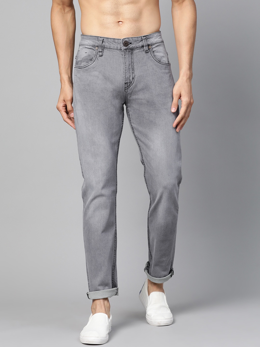 

Roadster Men Grey Slim Tapered Fit Mid-Rise Clean Look Stretchable Jeans