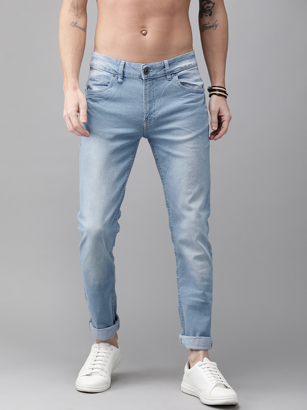 

Roadster GreenTurn Men Blue Skinny Fit Mid-Rise Save Water Sustainable Jeans