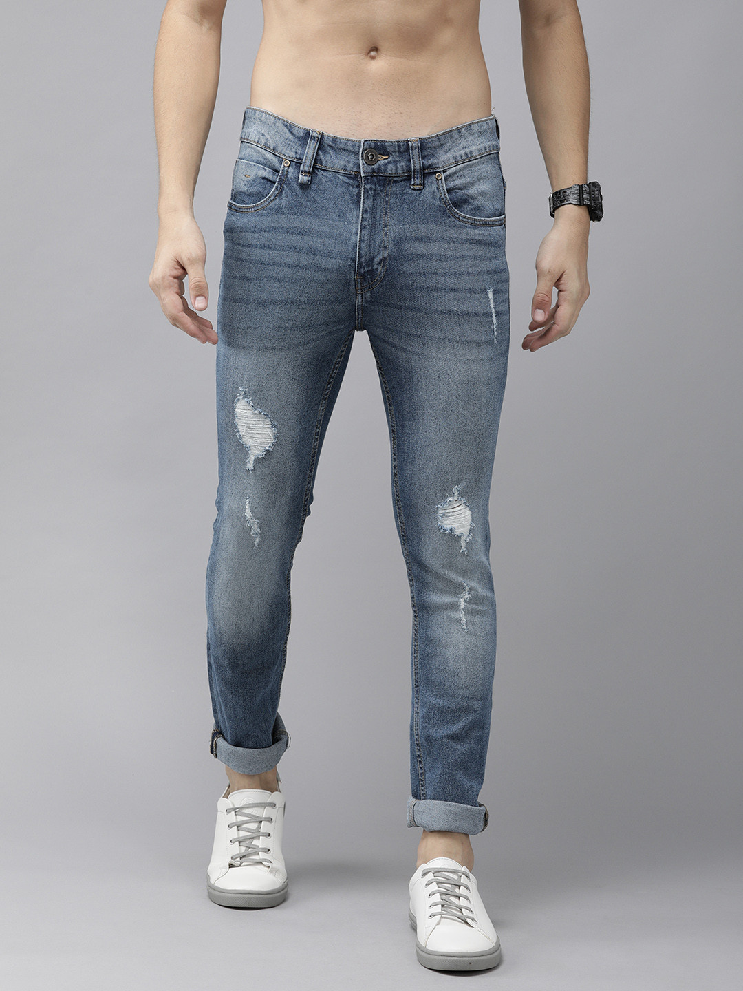 

Roadster Men Blue Skinny Fit Mid-Rise Mildly Distressed Stretchable Jeans