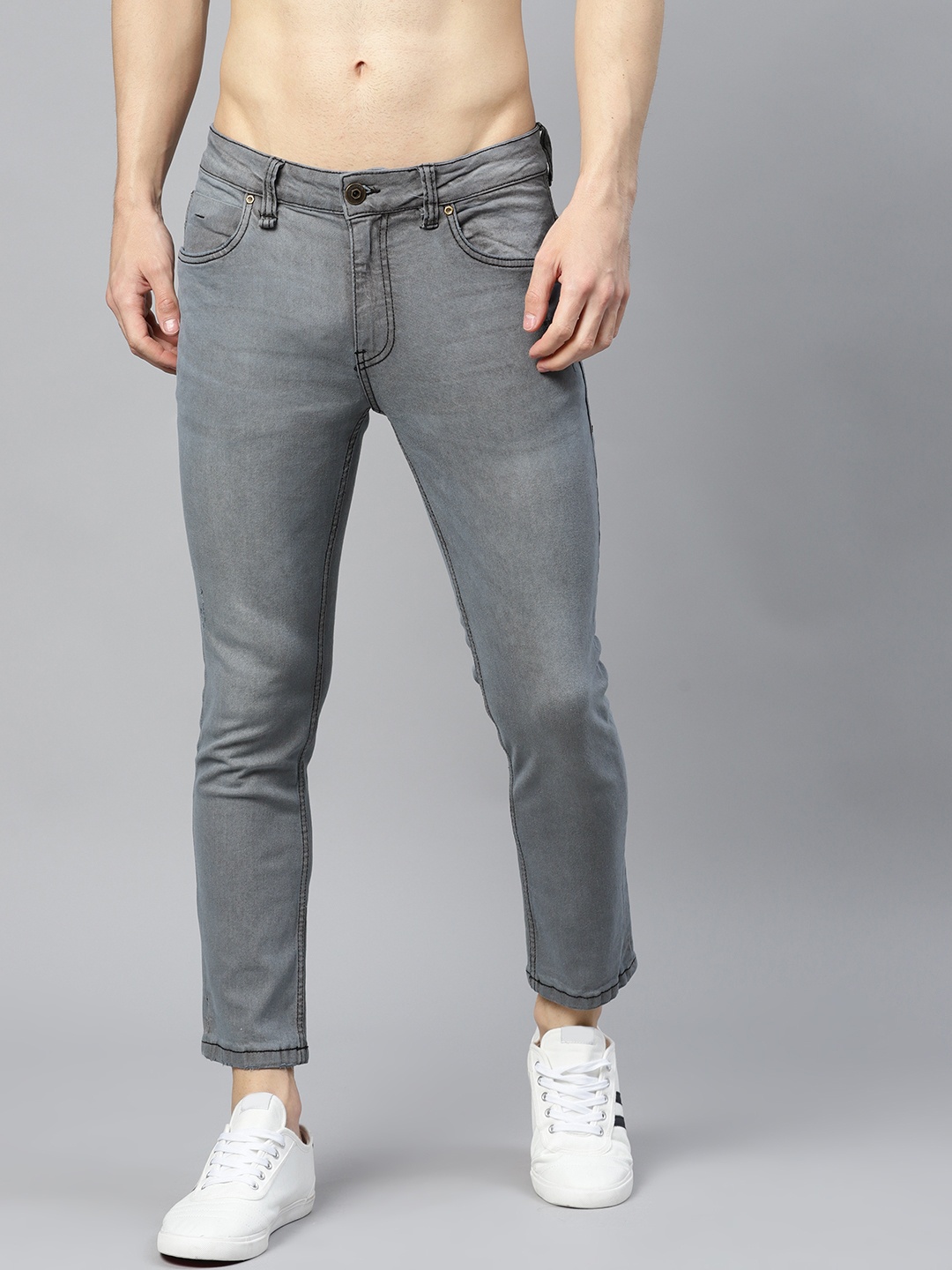 

Roadster Men Grey Skinny Fit Mid-Rise Low Distress Stretchable Jeans