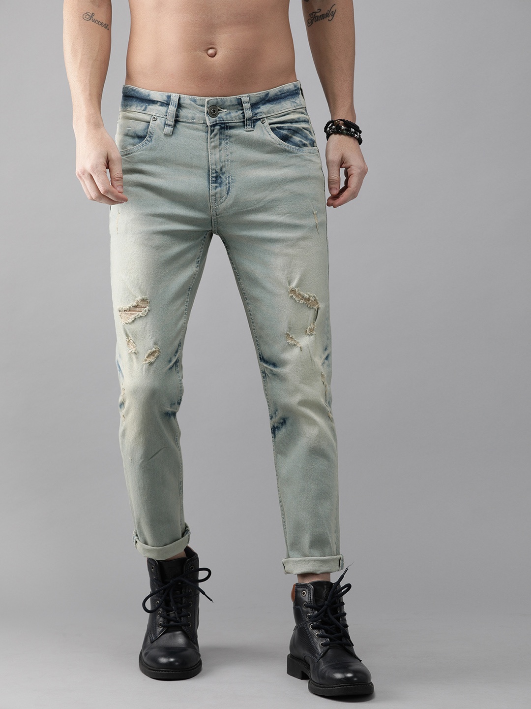 

Roadster Men Blue Skinny Fit Mid-Rise Mildly Distressed Stretchable Jeans
