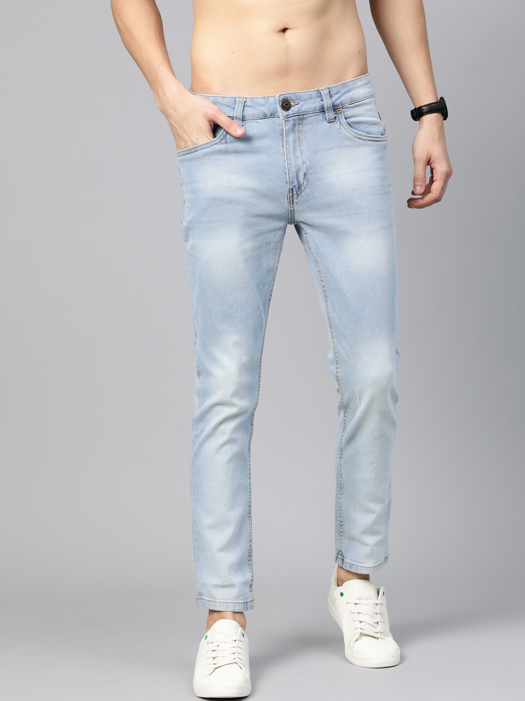 

Roadster Men Blue Skinny Fit Mid-Rise Low Distress Stretchable Jeans