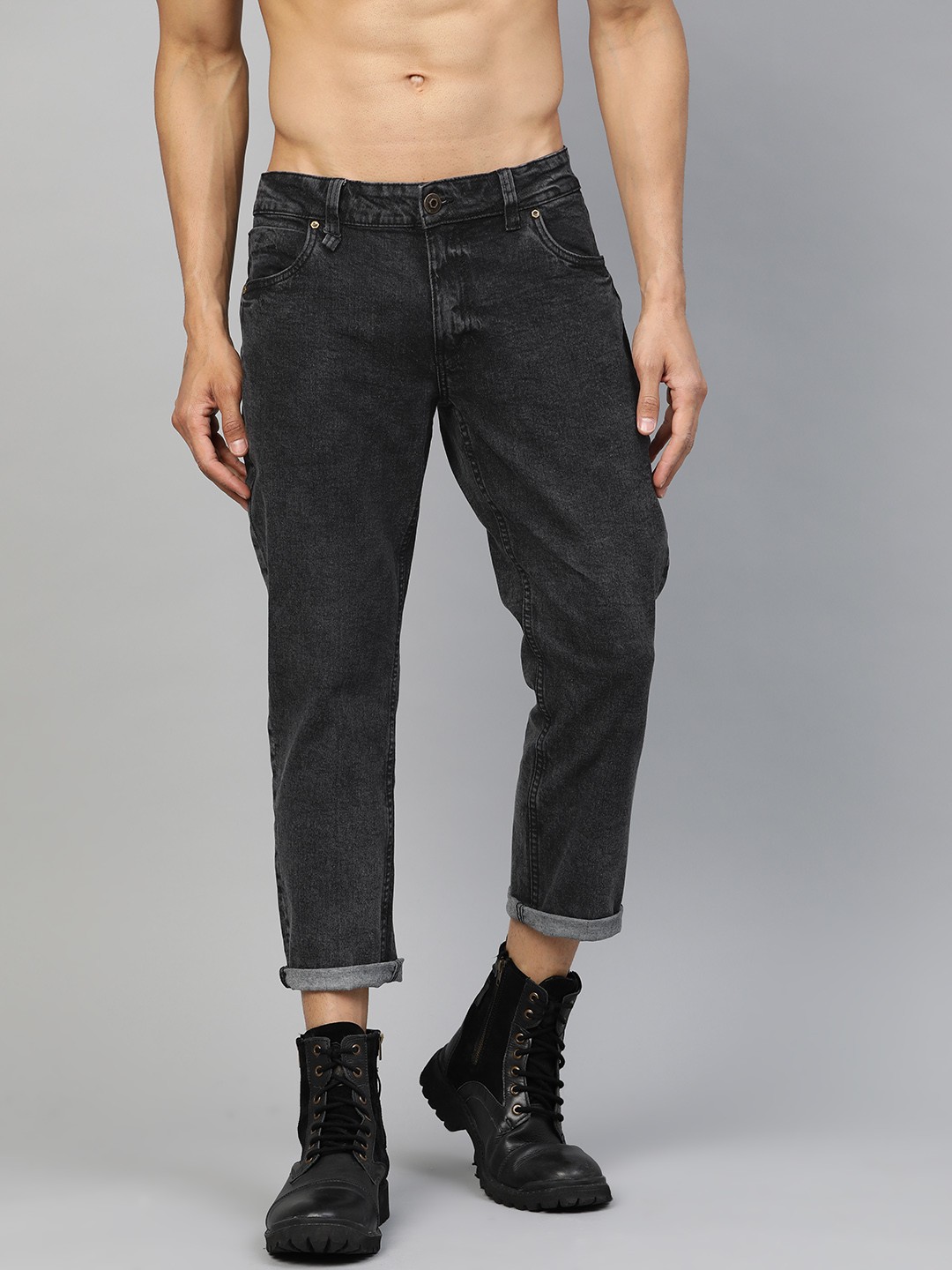 

Roadster Men Charcoal Grey Slim Tapered Fit Mid-Rise Clean Look Stretchable Jeans