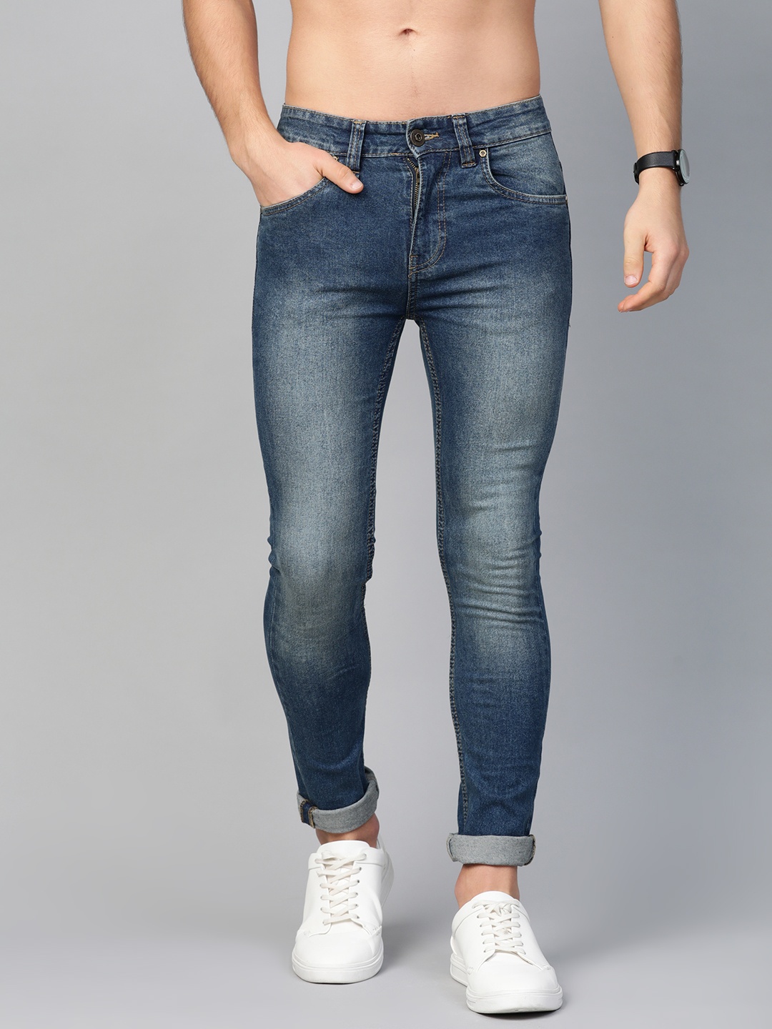 

Roadster Men Navy Blue Skinny Fit Mid-Rise Clean Look Stretchable Jeans
