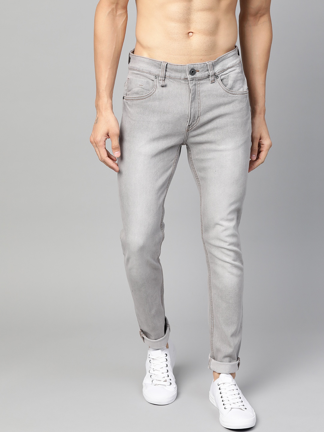 

Roadster Men Grey Skinny Fit Mid-Rise Clean Look Stretchable Jeans